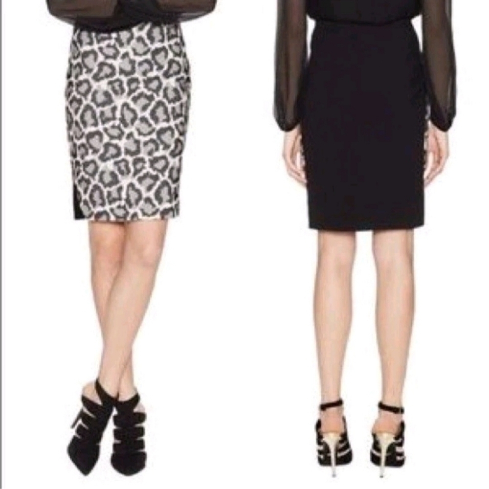 Diane Von Furstenberg Emma Leopard Print Knee Length Pencil Skirt Size 10